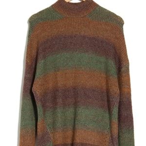 Belldini Ombré’ Mock Neck Pullover Sweater - Olive, Rust Multi Colored .
